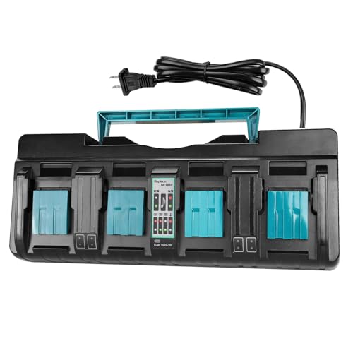 Powilling 4-Port DC18SF 14.4V/18V Rapid Charger for Makita 14.4V-18V Battery BL1850B BL1860B BL1430B BL1840B BL1820B & Charger DC18RC DC18RD, 3A Fast Charging for Makita 18V Power Tools