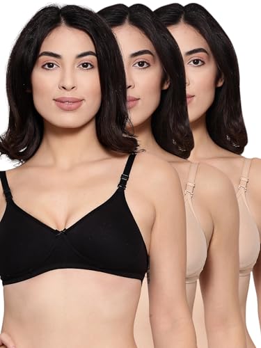 Image of Inner Sense Bra for Woman Made with Organic Cotton and Bamboo I Demi Cups Backless Bra for Woman with Removable Straps and Transparent Back I Non Padded Wire-Free Innerwear