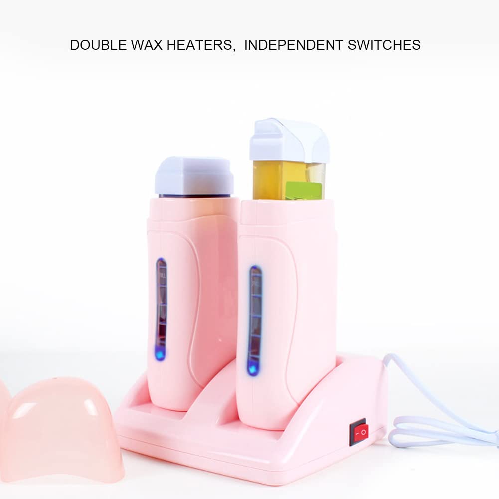 JEOZBM Scaldacera, Scaldacera Elettrico per Depilazione Doppio, Macchina per Depilazione Professionale Unisex, Macchina per Cera di Paraffina per Saloni Domestici(220V-Rosa)