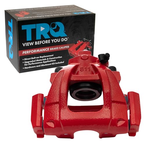 Image of TRQ Front Left Brake Caliper Performance Red Drivers Side | For 2002-2008 Mini Cooper