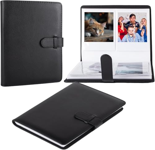 HIYQIN for �`�F�L�A���o���AFujifilm instax wide 210/300/400 �p�A���o���A�`�F�L�K�p 3.4x4.3���ʐ^80�����[ ��e�ʃA���o�� ���h�E�L���b�V���J�[�h�����[�\ PU���U�[�i�u���b�N�j