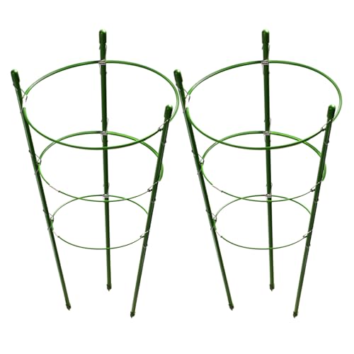 LEOBRO Tomato Cage, 2 PCS Plant Support Cage Rust Resistant Garden Ring Stake Plant Support for Tomato, Trellis, Climbing Plant, Flower, Small Plant Cages for Small Plants,17.7