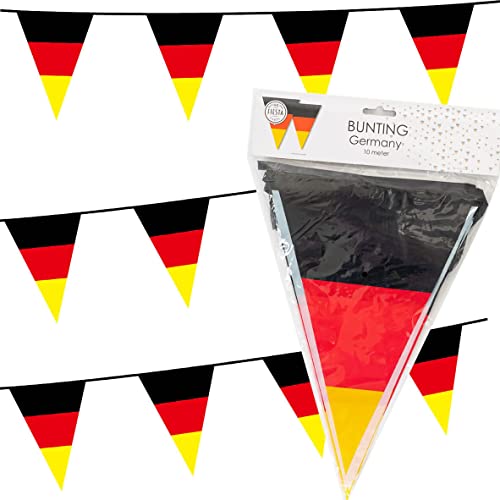 Deko * Deutschland * für Party und Länderparty | Dekoration Deutsche Partydeko Germany BRD Schwarz Rot Gold Flagge, Edition: Wimpelgirlande, 10m