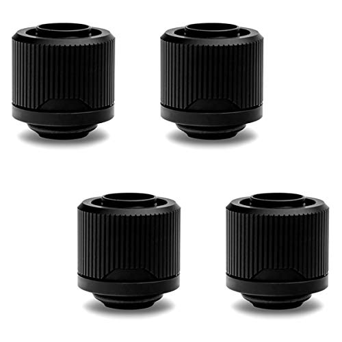 EKWB EK-Quantum Torque STC-12/16 Compression Fitting for Soft Tubing, 12/16mm (7/16" ID, 5/8" OD), Black, 4-Pack
