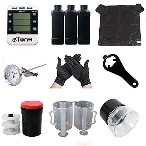 Marca: eTone eTone Kit camera buia per film B&W 120 135 - Team di sviluppo con serbatoio, bobine a spirale e bottiglia di prodotti chimici
