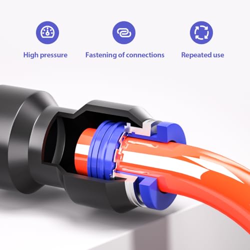 Bwintech 46 Pcs 10mm pneumatischer schneller Druck in Connect Air Tube Fitting Kit, (10mm gerade/Ellbogen/Tee/Splitter Stecker und 6-10,8-10,10-12mm Verringerung Stecker)