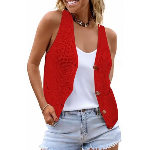NASKY Women's V-Neck Sleeveless Sweater Vest - Versatile Pocket Design, Ideal for Spring & Fall Layering or Standalone Wear