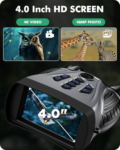 Night Vision Goggles, 4K Night Vision Binoculars, 4" HD Screen Binoculars, 10X Digital NightVision for Adults, 4000mAh Battery Gray, 9 Gear Infrared with 32GB TF Card - Image 5