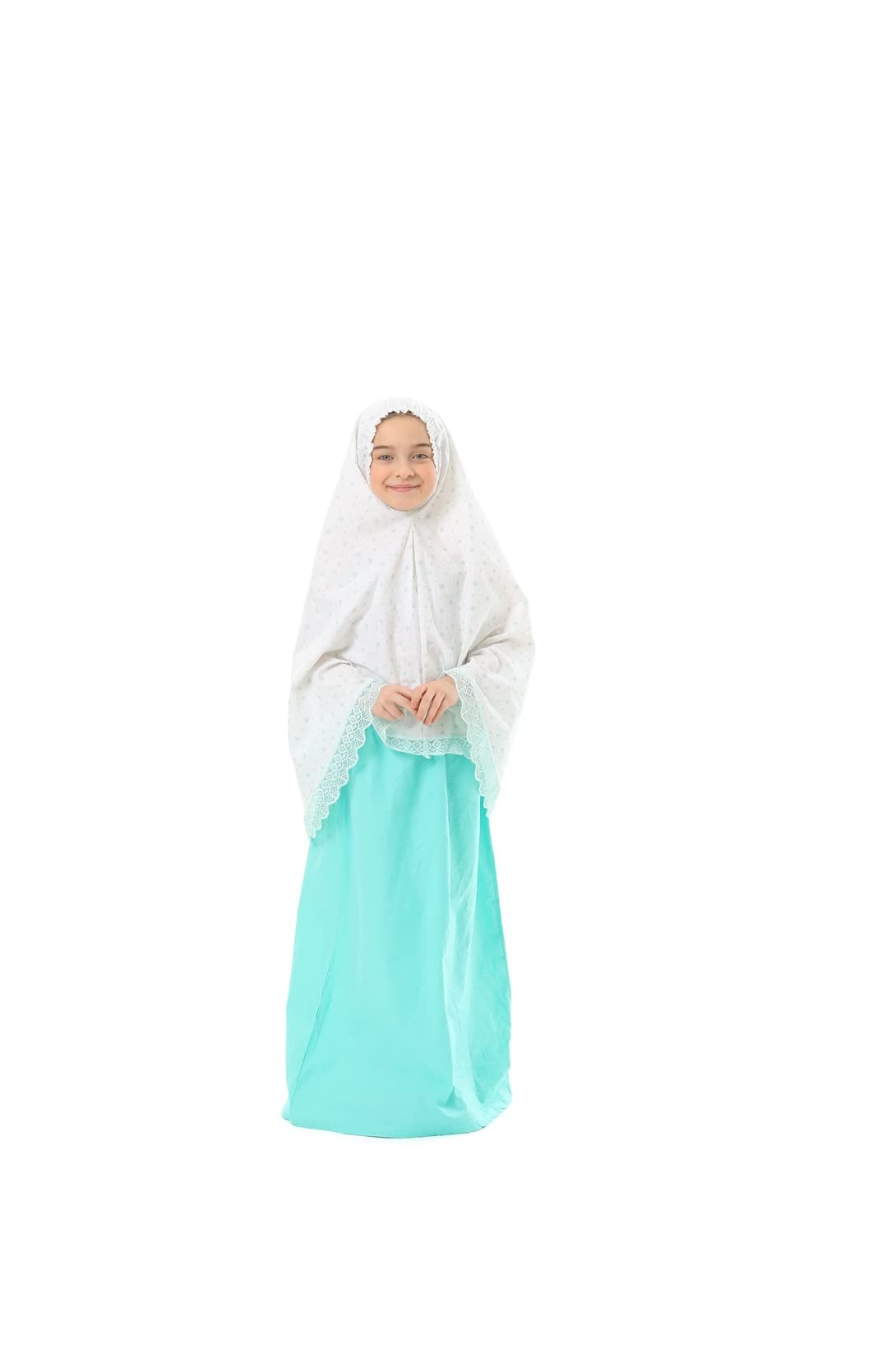 Girls prayer clothes kids Islamic clothing 2 piece set prayer clothes skirt dress with a head scarf and A rosary gift