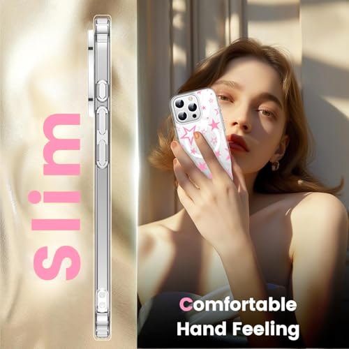 Houdqklee Magnetic Pink Star for iPhone 14 Plus/15 Plus Case, Cute Kawaii Girly Star Phone Case Compatible with MagSafe, Clear Soft Slim Fit Protective Case for Women Girls for iPhone 14 Plus/15 Plus - image 4