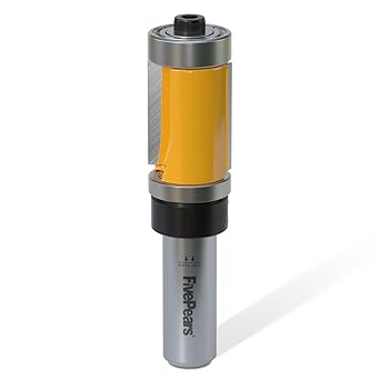 FivePears Top and Bottom Bearing Flush Trim Router Bit 1/2 Inch Shank, 3/4 Inch Cutting Diameter, 1 Inch Cutting Length