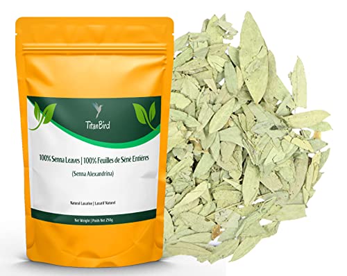Titanbird 250g Feuilles de Séné Entières | Tisane Detox | Puissant Purgatif, Laxatif Naturel, Favorise le Transit Intestinal et le Nettoyage du Colon | Qualité Supérieure Cover