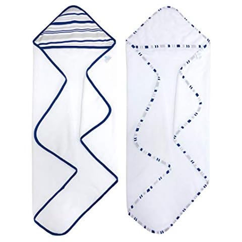 2 pack Baby Hooded Towel Set - Blue Trim Cover