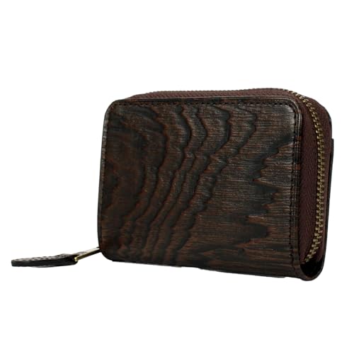 [ダコタ ブラックレーベル] コインケース グレイン 木目 エンボス ラウンドファスナー カード 入れ型押し 牛革 仕切り 0620074 41 チョコ