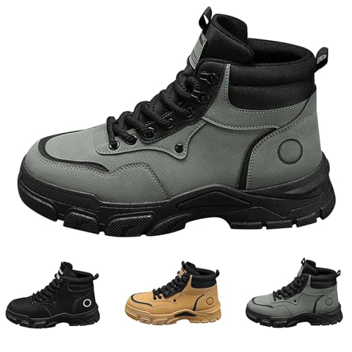 Botas de invierno para hombre, botines de piel sintética elegantes, deportivas, con cordones, suelas gruesas, botas de barco, caña corta, zapatos de otoño, antideslizantes, para exteriores, senderismo