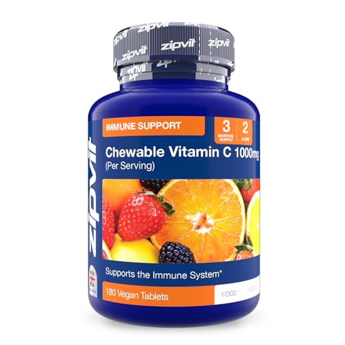 Zipvit Vitamin C Chewable Tablets 1000mg 180 Vegan Tablets Supports Energy & Immunity 3 Months Supply