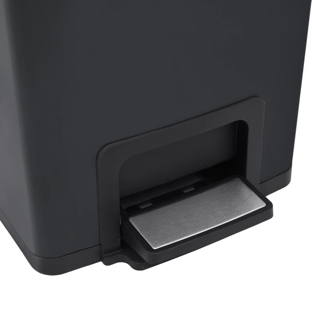 Cubo de basura con pedal antihuellas 30 L negro acero inoxidable inodoro con cubo interior para cocina, baño, oficina, salón, hogar y reciclaje