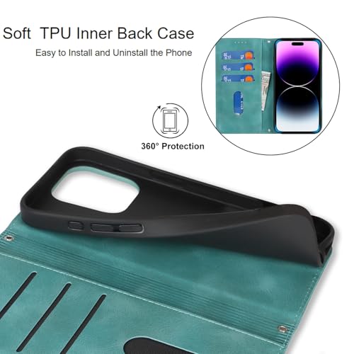 Jaorty Wallet Case for iPhone 14 Pro Max with Card Holder,Matte Cyan - image 4