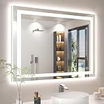 Rpoesx 40"x30" LED Bathroom Mirror with Lights, 3 Color, Anti-Fog, Frameless Wall-Mounted Mirror with Backlit + Front Lit, Stepless Dimmable