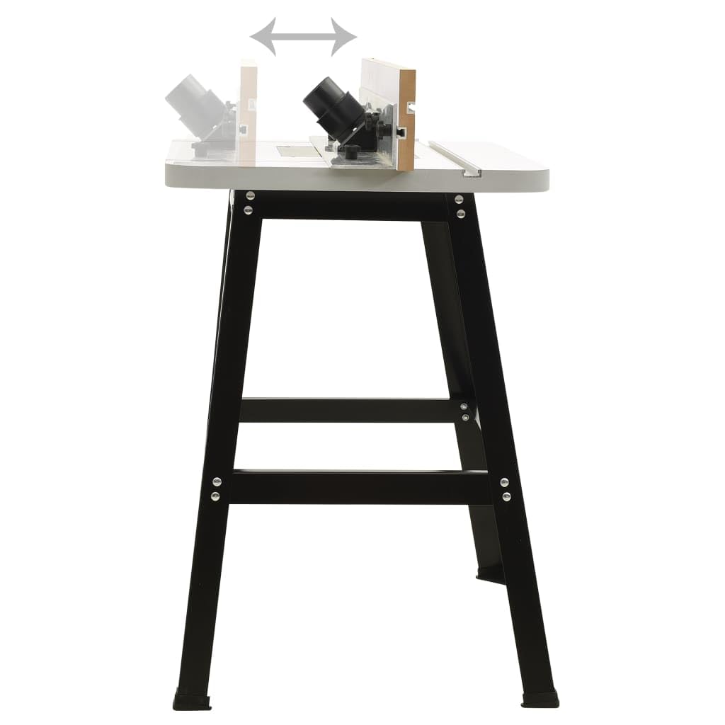 Mesa de fresado superior de acero y MDF 81 x 61 x 88 cm con placa de inserción de aluminio, soporte universal, aspiración, riel guía y accesorios para fresado preciso en taller y bricolaje