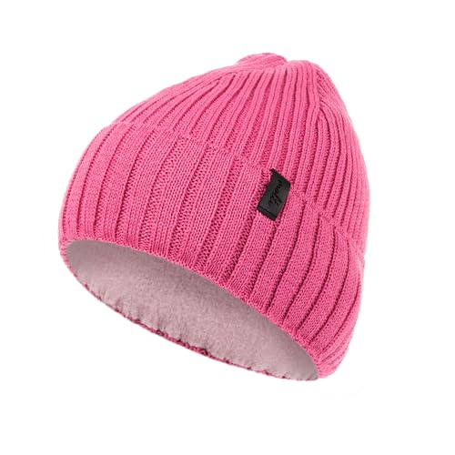 molti Kindermütze Kinder Fleece Gefüttert Merinowolle Warme Mütze, Verdicken Fleece für Mädchen und Jungen,Herbst und Wintermütze, 52-54, Farbauswahl (DE/NL/SE/PL, Numerisch, 52, 54, Rosa)