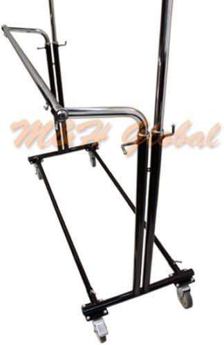 Miniatura 4 de Al por menor ropa ropa, plegable, ajustable paralelo Barra de colgar con ruedas