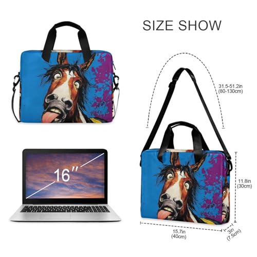 Maletín para laptop con diseño de caballo divertido y múltiples bolsillos miniatura 5