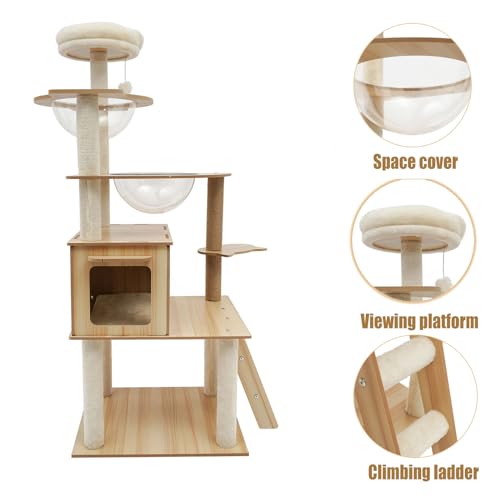 Árbol para Gatos de Madera con 5 Niveles y Cápsulas Acrílicas miniatura 4