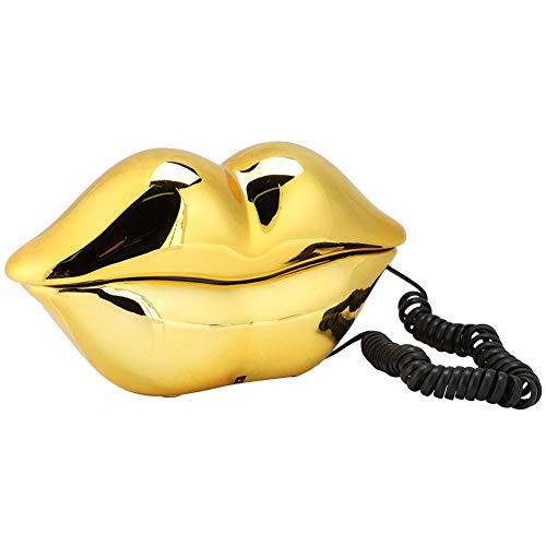 Teléfono de sobremesa con cable labios dorados