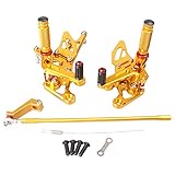 Three T Motorcycle Foot Rests Brake Pedal Shift Levers Rearset Foot Pegs for Yamaha for Fazer FZ1 2006-2014, FZ8 2010-2013, Gold