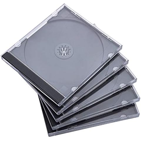 Maxtek 10.4 mm Standard Single Clear CD Jewel Case with Assembled Black Tray, 50 Pack Cover