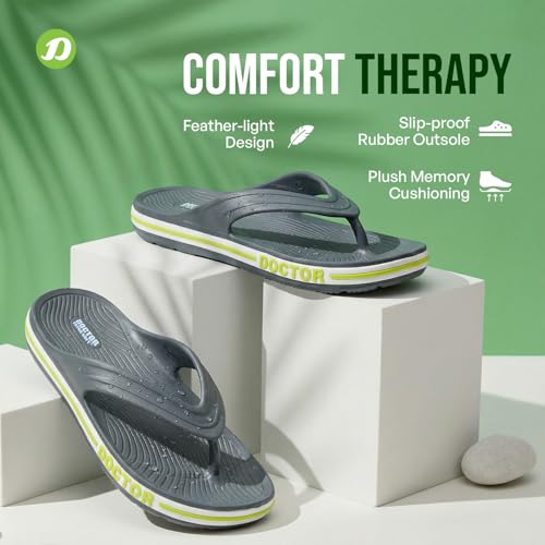 Image of DOCTOR EXTRA SOFT Men's Classic & Premium Casual Flip Flops with Soft Acupressure for Adult | Comfortable & LightWeight| Stylish & Anti-Skid |Waterproof Everyday Cushion Slippers for Gents /Boys D-553