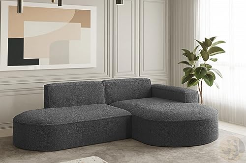 LENART FRIDERIK-EU - Sofá de esquina, sofá de salón, sofá esquinero [Gris (Ascot Graphite) - Derecha] Muebles de Salón, Sofás y Sofás, Sofá, Reposacabezas ajustables, Respaldos retráctiles