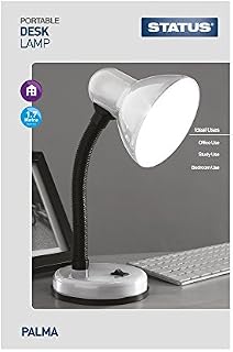 Status Palma Desk Lamp | Flexible Desk Light | Silver Desk Lamp | Study, Office, Bedroom | SBDL2028ESSLV16