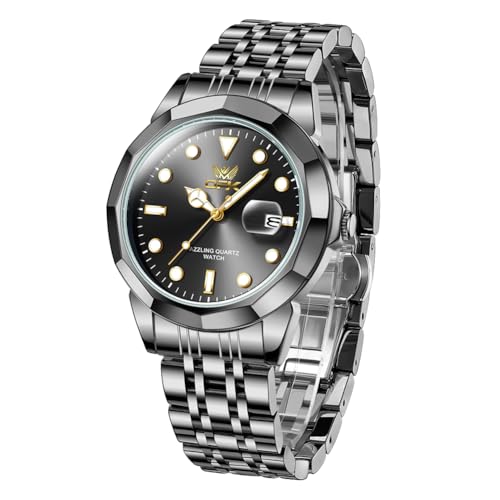 Image of OPK Watches for Men Diamond Roman Analog Mens Watches Waterproof Large Stainless Steel Men Wrist Watch Business Father Gift Watch Blue