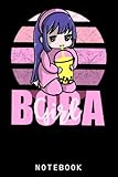 boba girl kawaii anime retro strawberry sunset girls gift journal notebook: lined 6 x 9 120 pages college ruled notebook | cute anime girl notepad diary or journal | gift for all anime lovers