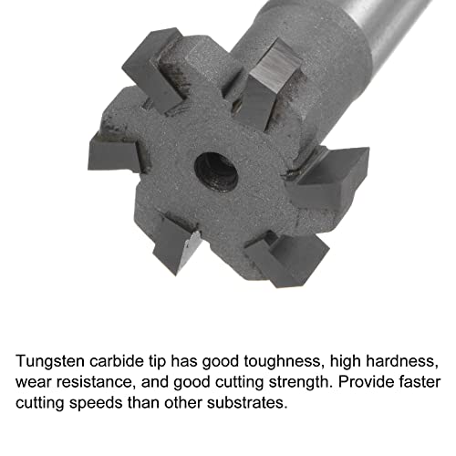 Uxcell A22022400UX0580 T-Slot Milling Cutters, 6Mm Depth 25Mm Cutting Dia 12Mm Shank Tungsten Carbide Tip 6 Flutes T Slot End Mill thumb #2