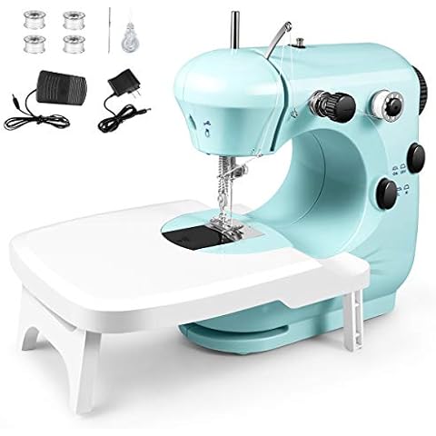 Small Mini Semi-Automatic Sewing Machine, Home-Use Sewing Machine, Beginner' Sewing Machine with Extension Table and Sewing Set, for Adult&Pet Clothing Diy Creation Cover