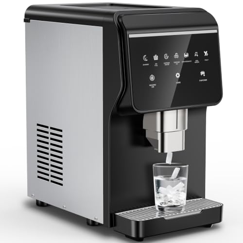 Image of 3-in-1 Nugget Ice Maker with Ice /Water Dispenser,90Lbs /24H Pellet Chewable | Self-Cleaning Countertop Stainless Steel Ice Machine for Commercial, Office, Kitchen, Party (Quiet Operation)