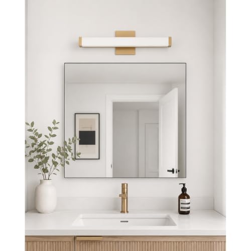 Image of Maxim Lighting Spec Vanity 24 inch 1-Light Bath Vanity Light | Gold Aluminum Finish | White Pmma Acrylic Shade | Contemporary Indoor Light Fixture | Ideal for Bathrooms & Powder Rooms | 52002GLD