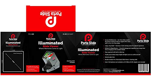 Porta Slide Ps-3 Slide Viewer, View 2X2 In. Slides, 35Mm Film Strips & Negatives, Led Viewing Light, 4 In. Screen, 3X Magnification W/Cleaning Cloth, Usb Cable Included #TOP4