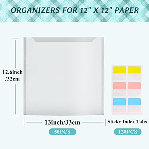 Caydo 50 Pieces 12 x 12 Inch Scrapbook Paper Storage Organizer with 120 Sticky Tabs, 50pcs - Image 2