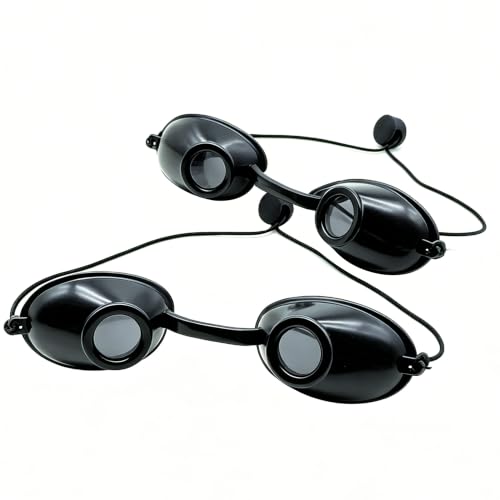 Gafas para cama de bronceado (juego de 2), negras, con correa elástica; diseño ligero para camas de bronceado, terapia de luz, uso en interiores y uso diario