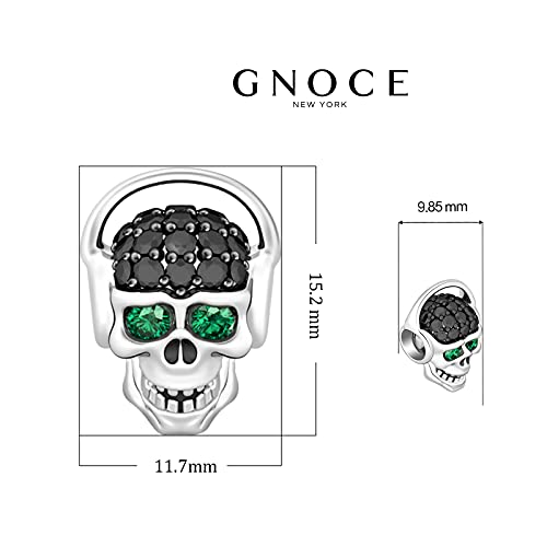 Image of GNOCE Skull Pendant Charm Silver Dangle Charms Bead fit Bracelet /Necklace Jewelry Gift for Women Men