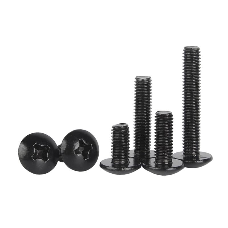 Croce Bulloni a testa tonda Acciaio inossidabile 304 Nero Zinco Fungo Bulloni testa tonda piatta Pan Viti Machine Elementi di fissaggio M5 x 20mm 20 Pcs