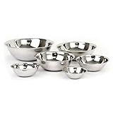Dozenegg Set of 6 Standard Weight Mixing Bowls, Stainless Steel, Mirror Finish, 0.75, 1.5, 3, 4, 5, and 8 Qt. (Mixing Bowl Set Of 6)