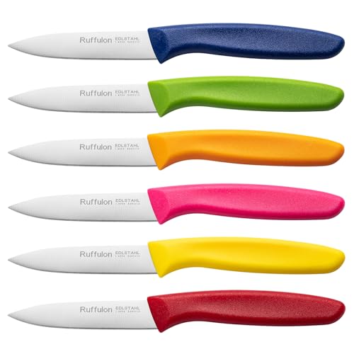 Comparison: Best Knife For Cutting Fruit 11 Ruffulon Paring Knife Fruit Knife Set (6 Pieces), Ultra Sharp Stainless Steel Vegetable and Fruit Knife with PP Plastic Ergonomic Handle for Cutting Fruits and Vegetables.