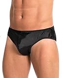 Satini Slip in Raso di Seta da Uomo - Tasca Contornata, Retro Intero, Intimo Completamente Elasticizzato (Nero, XL)