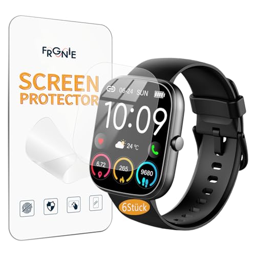 Frgnie Protector de pantalla compatible con uaue Smart Watch de 1,91 pulgadas (6 unidades) flexible TPU compatible con CASCHO T60 Smartwatch Hombre Mujer Funda Protector de pantalla sin burbujas