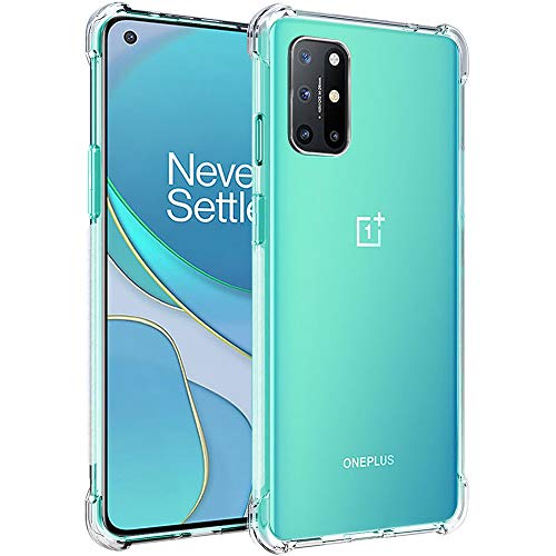 Image of TheGiftKart Crystal Clear Back Cover Case for OnePlus 8T | Raised Bumps for Camera & Screen Protection | Ultra Clear Soft Silicone Back Cover Case for OnePlus 8T (TPU, Transparent)